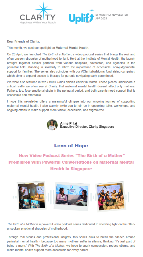 Clarity Singapore Newsletter - April 2025